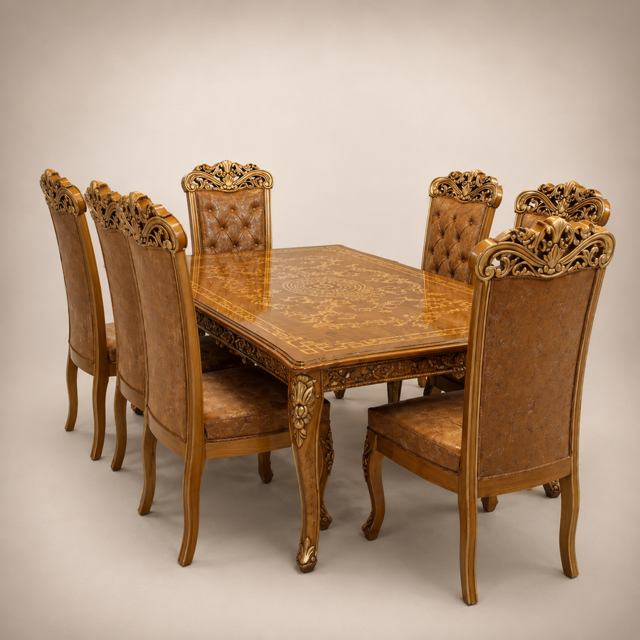 Gold-Tone Ornate Dining Set