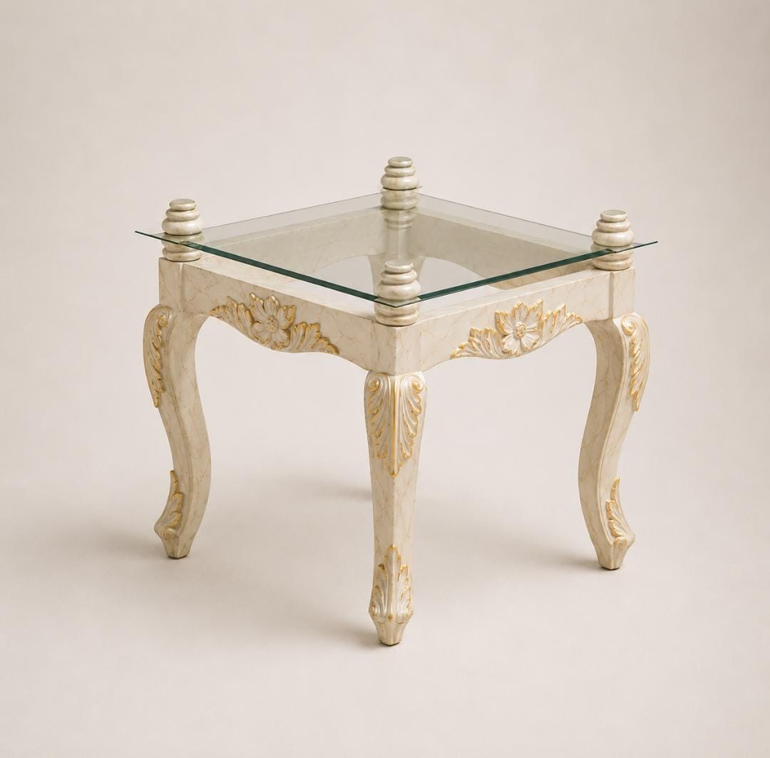 Ivory Carved High-Back Accent Chair