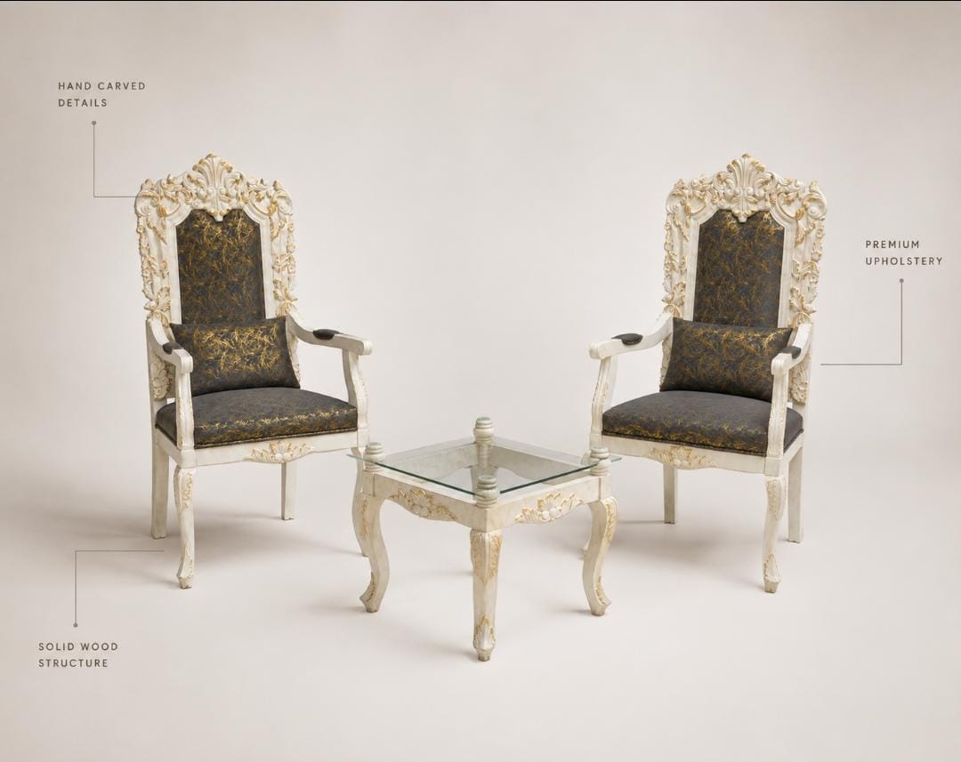 Ivory Carved High-Back Accent Chair
