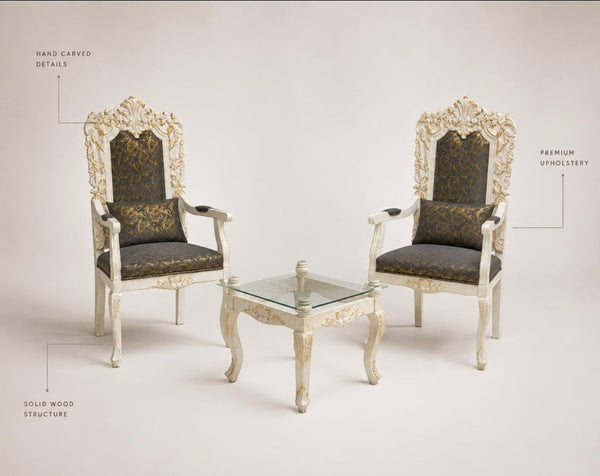 Ivory Carved High-Back Accent Chair