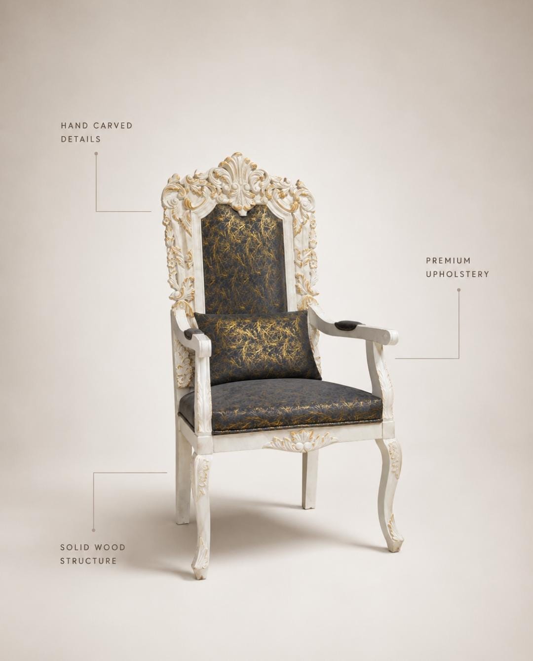 Ivory Carved High-Back Accent Chair