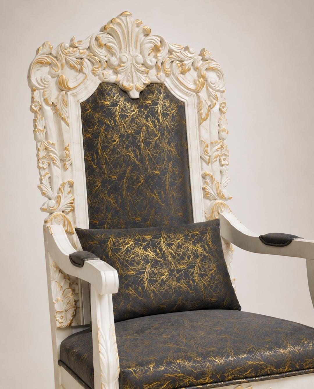 Ivory Carved High-Back Accent Chair