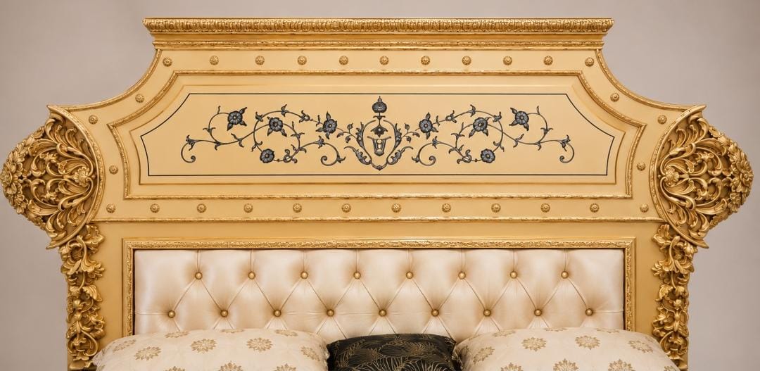 Ivory & Gold Ornate Bed Set