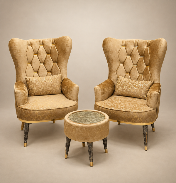 Button-Tufted Wingback Accent Chair