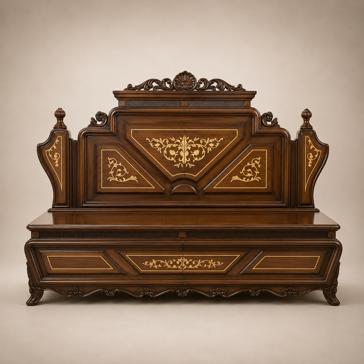 Heritage Dark Wood-Tone Bed Set