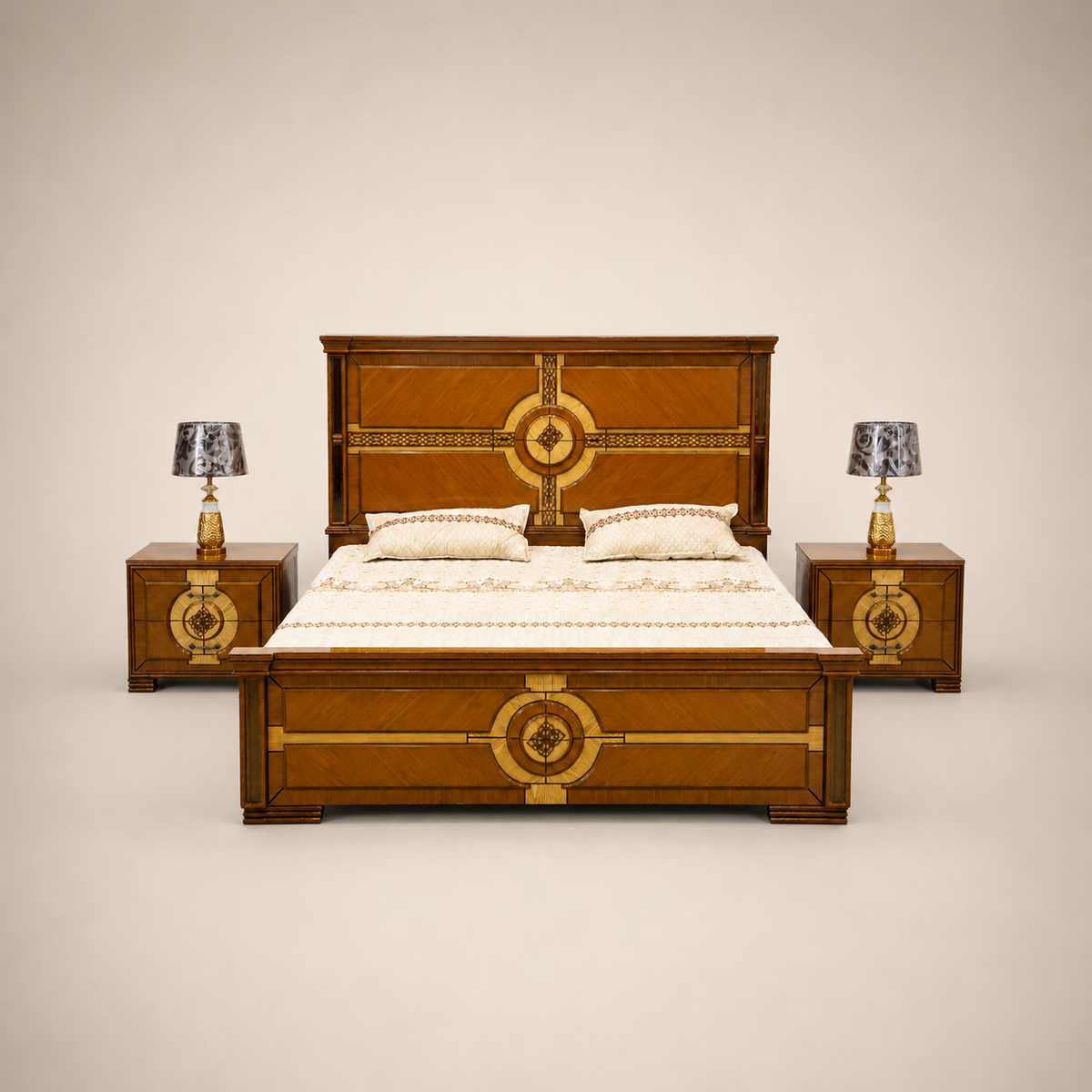 Medallion Wood-Tone Bed Set