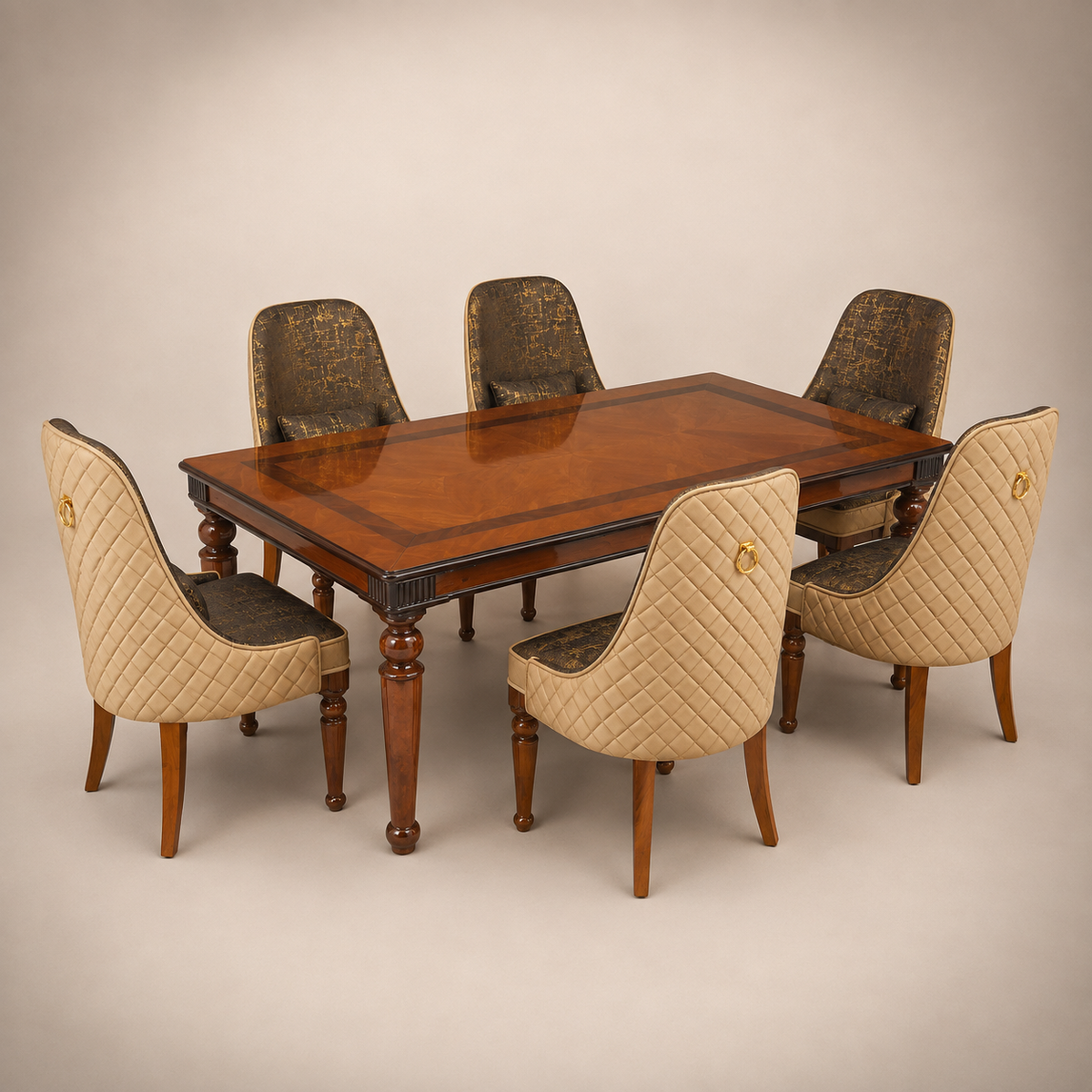 Classic Wooden Dining Set with Upholstered Chairs