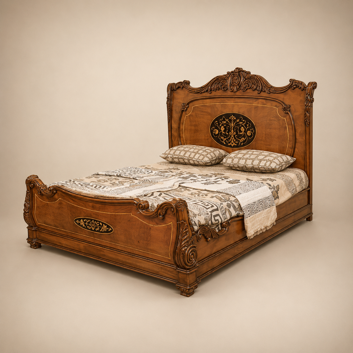 Heritage Floral-Carved Bed Set
