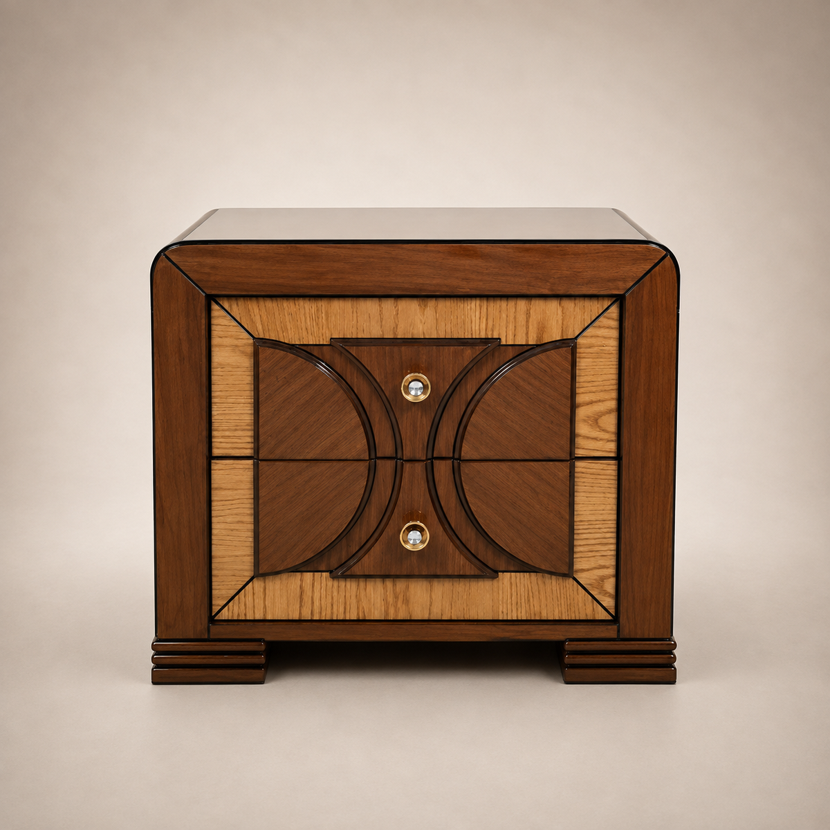 Geometric Wood-Tone Panel Bed Set